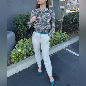 Floral Long Sleeve Women's Top & Cream Slacks